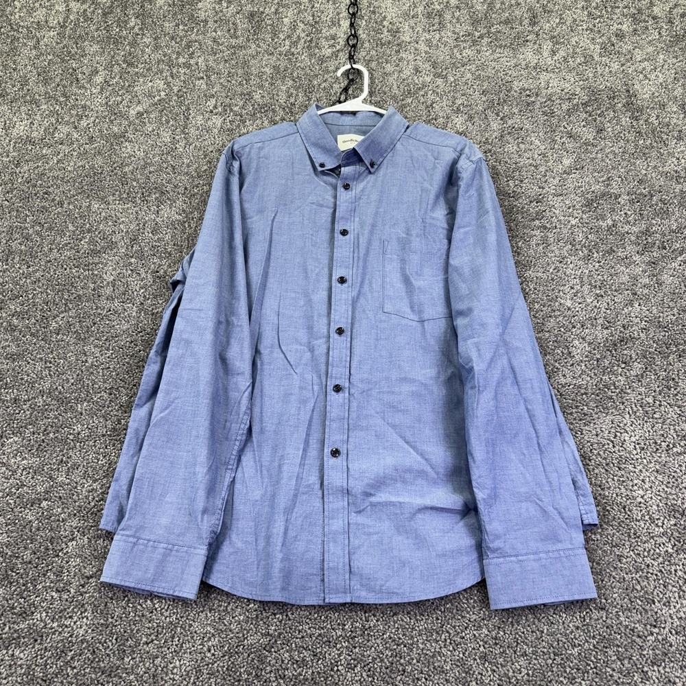 Goodfellow & Co Shirt Mens XL Blue Chambray Long Sleeve Button Up Casual Cotton